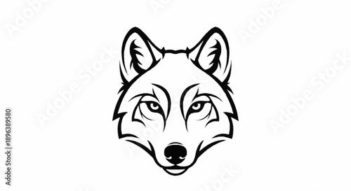 Stylized illustration of a wolf head in black and white.
