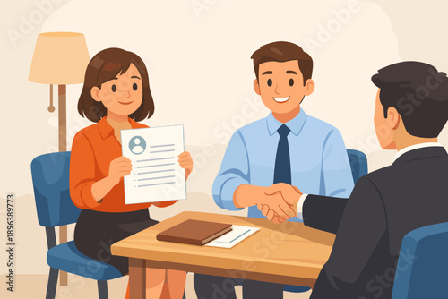 Job interview scenario with young professionals in office setting