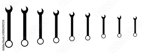 Tools & Service Icon Set – Wrench, Screwdriver, Gear & Hammer Silhouettes for Repair, Maintenance, Engineering & Settings, Vector Illustration on Transparent Background