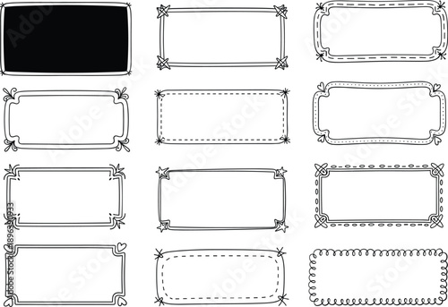 Decorative vintage frame border set with ornamental label shapes