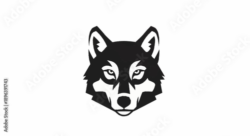 Stylized Black and White Wolf Head Graphic.