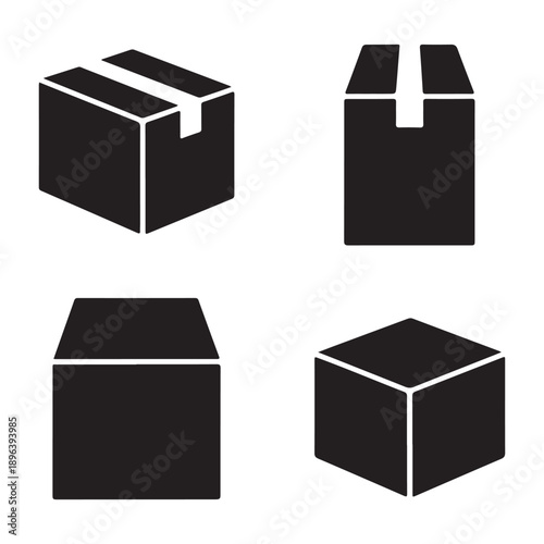 Open delivery box silhouette vector illustration for shipping concept