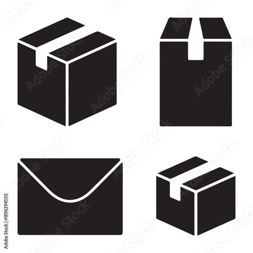 Cardboard package delivery box silhouette vector illustration