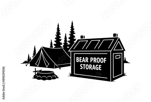 Bear Proof Storage and Camping Cabin Vector Illustration