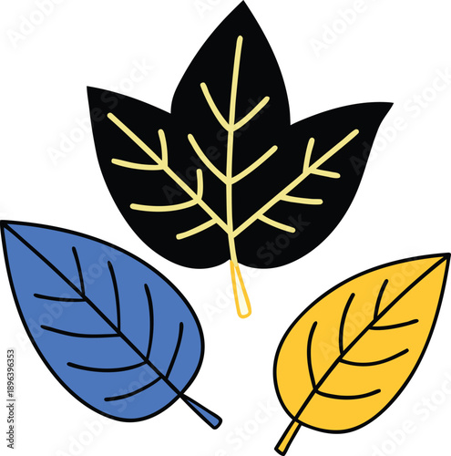 Leaf silhouettes with metallic gold emboss effect