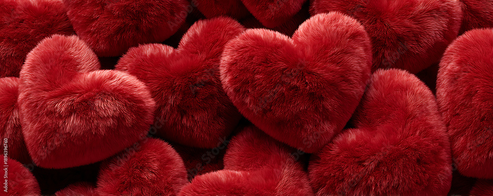 Fototapeta premium A heartwarming abundance of soft red hearts, symbolizing deep affection and romantic passion