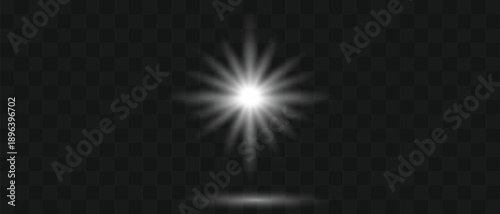 shining white light on a transparent checkered studio background abstract beam black. Resizable and editable, EPS 10.