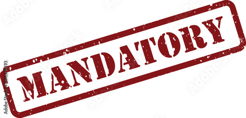 A visible red rubber stamp displaying the important word MANDATORY on a pure white background
