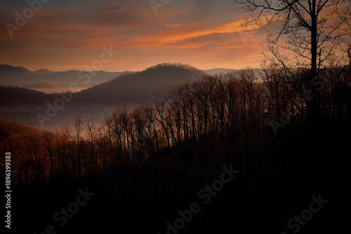 Early Morning Fog Settles on the Valley of Western North Carolina