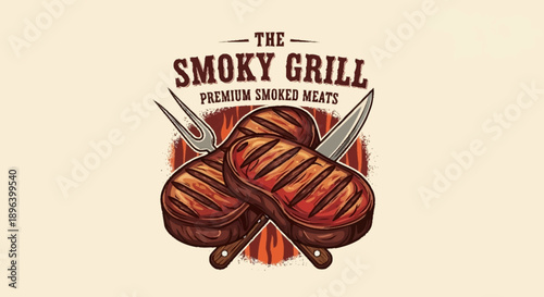 The Smoky Grill Premium Smoked Meats Logo.