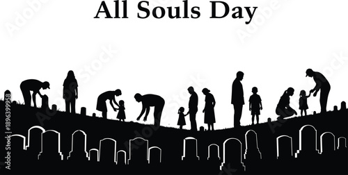allsoulsday remembrance cemetery graveyard mourning memory death tribute faith tradition silhouette family honor