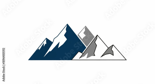 Stylized Mountain Range Peaks With Snow Caps.
