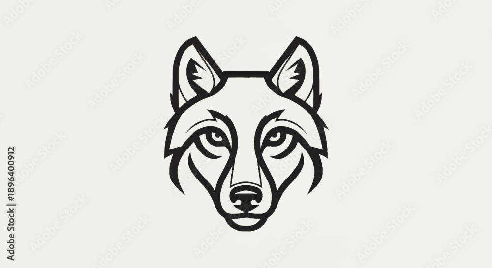 Fototapeta premium Stylized Wolf Head Icon Simple Line Art Design.