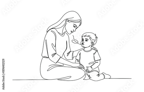  young mother giving some wise advice talk to his child.