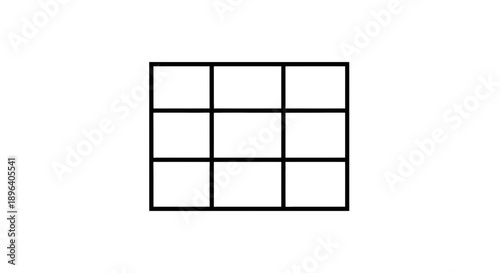 A minimalist 3x3 grid diagram featuring nine black-outlined squares on a plain white surface