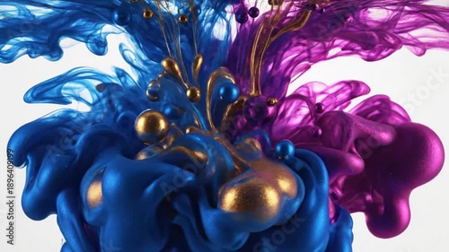 Abstract ink flow with vibrant colors creating dynamic fluid shapes