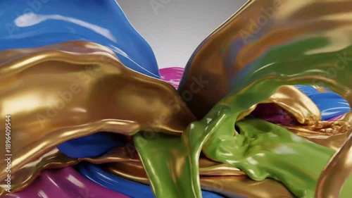 Abstract liquid splash with vibrant colors and dynamic composition