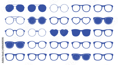 Sunglasses vector collection, modern vintage styles, fashionable eyewear silhouettes, black sunglasses illustration, white background, perfect for fashion designs, icons, graphics