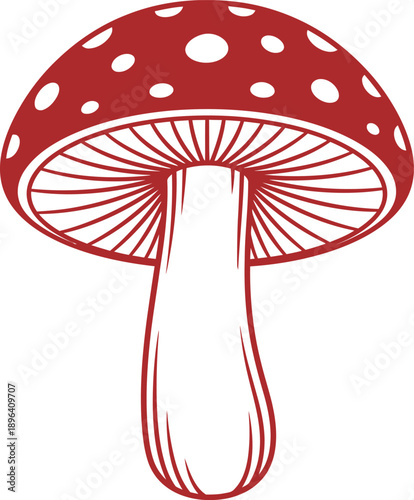 A classic red mushroom with white spots, symbolizing forest charm and fairy tale enchantment