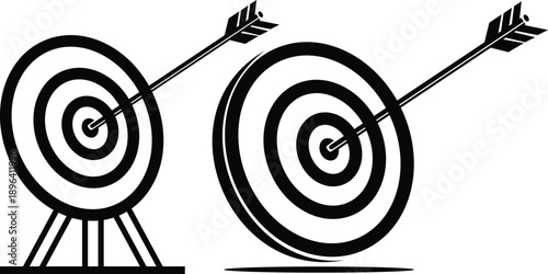 Target with arrow vector icon flat illustration, isolated on transparent background, symbol of goal achievement