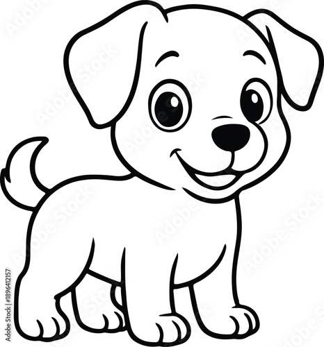 A cheerful cartoon puppy outline drawing perfect for creative coloring activities