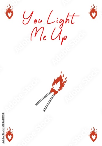 Valentine card with two burning matches
