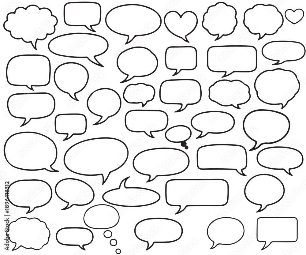 Fototapeta premium Collection of various comic speech bubbles and chat boxes