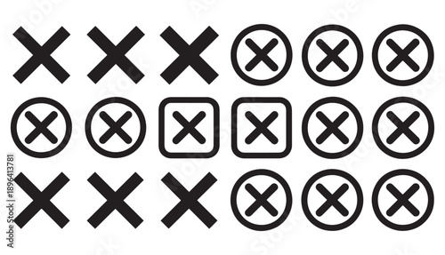 Checklist vector icon set, checkmarks, cross symbols, and clipboard designs vector style. Perfect for task management, to do lists, forms, and productivity related projects