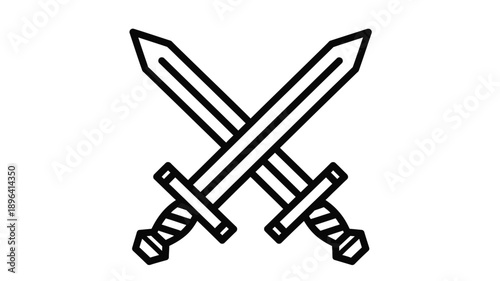 crossed swords emblem design a black and white illustration silhouette