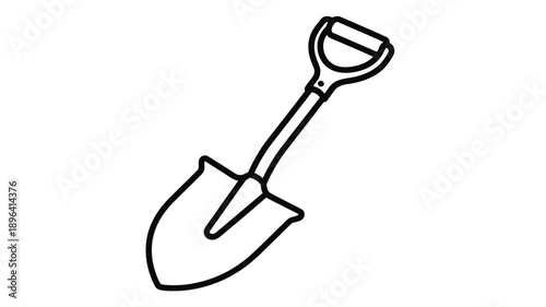 a simple black and white line drawing of a gardening shovel silhouette