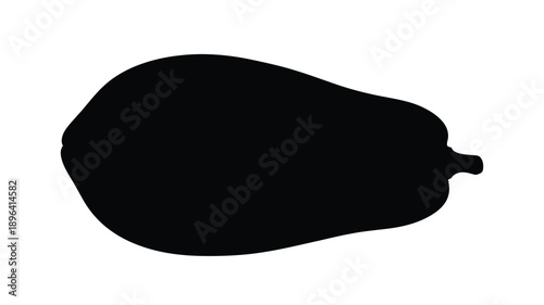 a simple black silhouette of a pear fruit against a white background