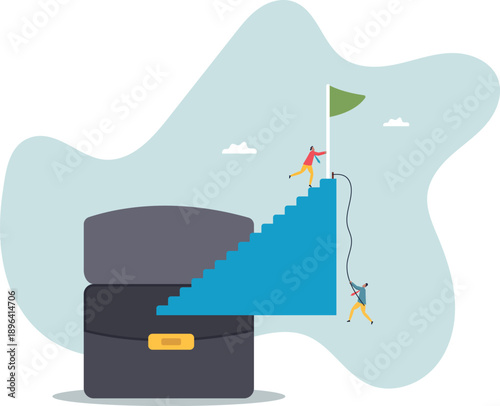 Employees strive to climb the career ladder and achieve success.