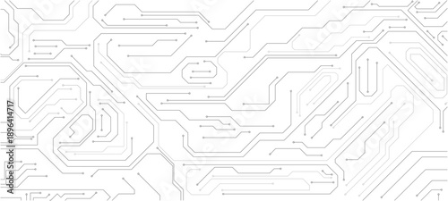 Abstract technology background. White circuit lines and connected dots on dark tech bg. Futuristic electronics concept.circuit board background	 circuit board background