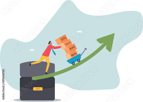 Investment assets or financial products for diversify portfolio, wealth management and asset allocation.about a man and his life.