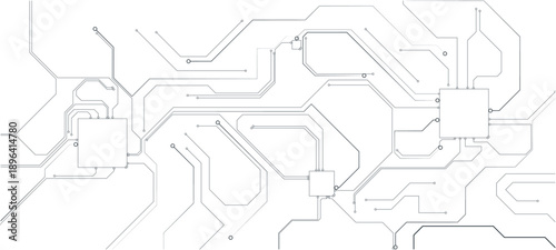 Abstract technology background. White circuit lines and connected dots on dark tech bg. Futuristic electronics concept.circuit board background	 circuit board background