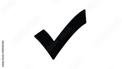 a simple black checkmark icon against a clean white background silhouette