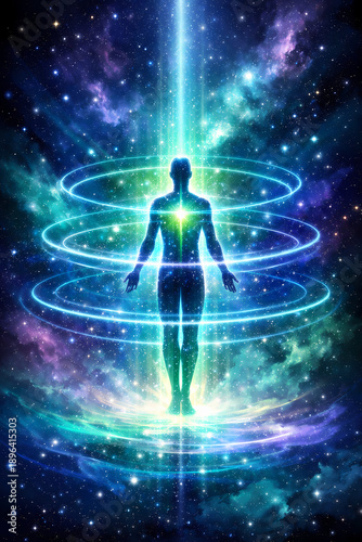 Cosmic Aura Surrounding Standing Human