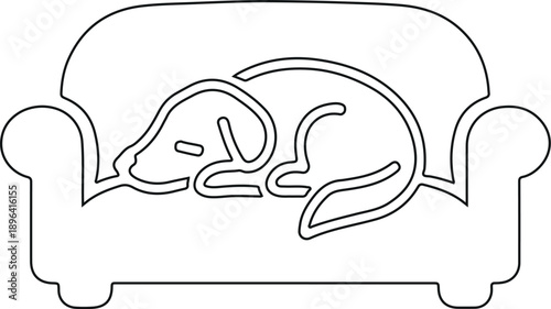 A dog is sleeping curled up on a couch.