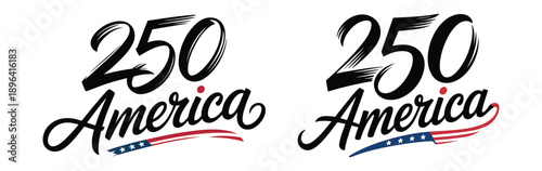 Stylish 250th anniversary america logo with patriotic script typography