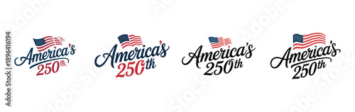 America's 250th anniversary patriotic logo badge with stars and stripes