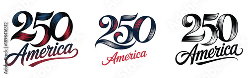 Vintage-style 250th anniversary america logo design variants