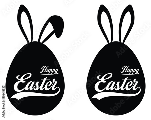 Easter eggs vector, icon set. Rabbit ears easter eggs. Black and white easter eggs icon set. Easter festival icon. Vector illustration.