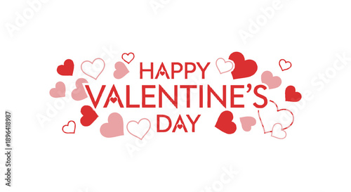 A vibrant valentine s day greeting features scattered hearts and a playful handwritten style text design high quality professional detailed