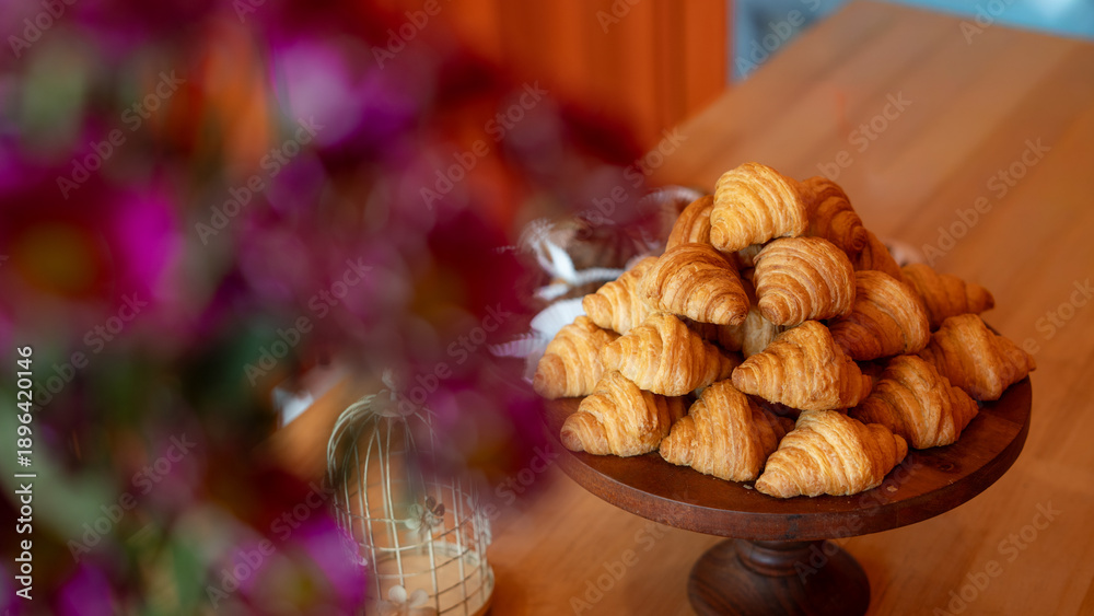 Fototapeta premium Butter Croissants arranged to serve. Good for poster background