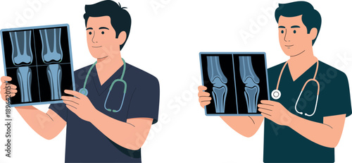 Doctors holding x rays of human legs medical healthcare