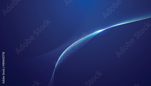 Abstract blue Technology background with glowing waves. Modern Dark blue gradient flowing wave lines. Futuristic technology concept. Vector illustration