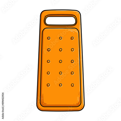 Vibrant Orange Handheld Cheese Grater Kitchen Tool Illustration