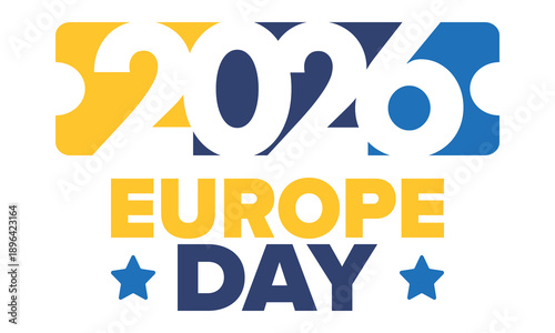 Europe Day. Annual public holiday in May. Is the name of two annual observance days - 5 May by the Council of Europe and 9 May by the European Union. Poster, card, banner and background. Vector
