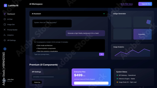 AI Workspace Dashboard with Generative AI Tools and Analytics