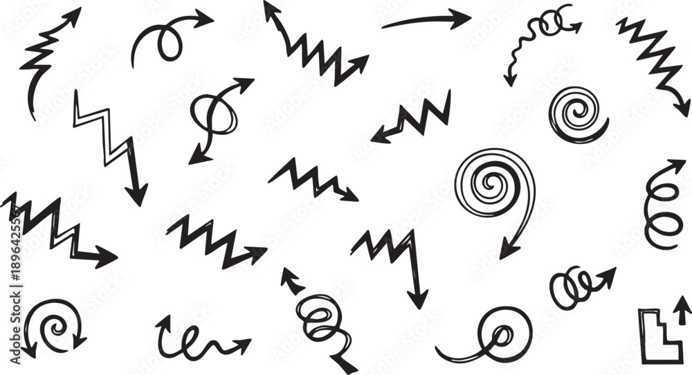 Obraz premium Untitled-1 [RecoveAbstract Hand Drawn Doodle Pattern, Hand Sketched Arrows and Lightning Background, Black and White Doodle Sketch Pattern, Creative Abstract Doodle Line Art, Random Hand Drawn Symred]